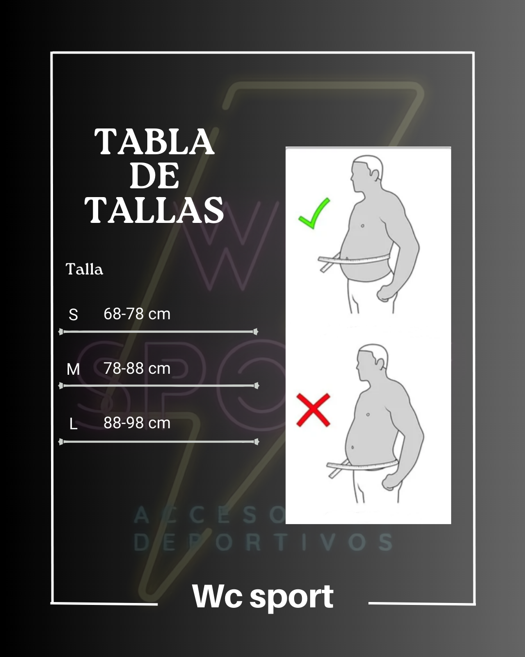 CINTURON CON AJUSTE EN VELCRO WC SPORT + TULA GRATIS