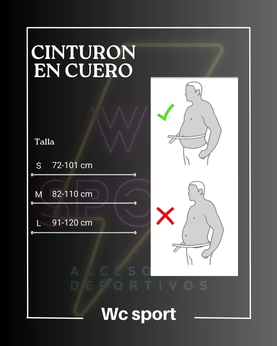 CINTURON EN CUERO WC SPORT + TULA GRATIS