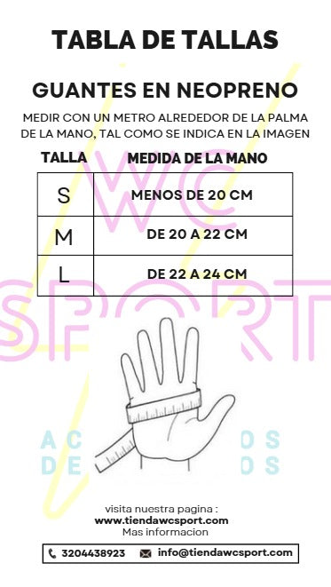 GUANTES DEPORTIVOS EN NEOPRENO WC SPORT + TULA GRATIS 💥